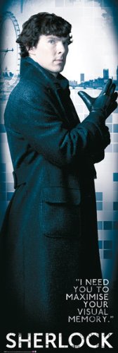 POSTER STOP ONLINE Sherlock - Framed TV Show Door Poster/Print (Solo - Maximise Your Visual Memory) (Benedict Cumberbatch) (Size 21" x 62")