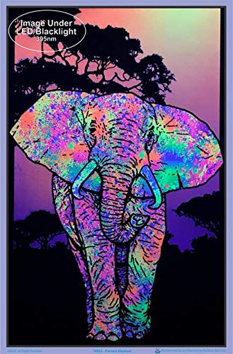 Painted Elephant - Flocked - Blacklight Poster - 23" x 35"