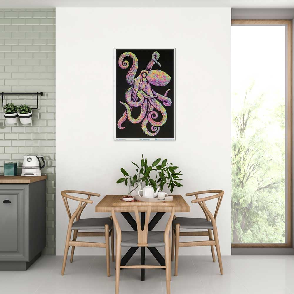 Painted Octopus - Flocked - Blacklight Poster - 23" x 35"