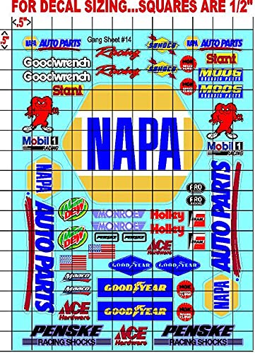 Racing Sponsor Lexan Body Car Racing - Sticker Gang Sheet 14 - White Vinyl 1/12 to 1/10 Scale White Vinyl R/C Model Decal Sticker Sheet Radio Control Lexan Body Decoration