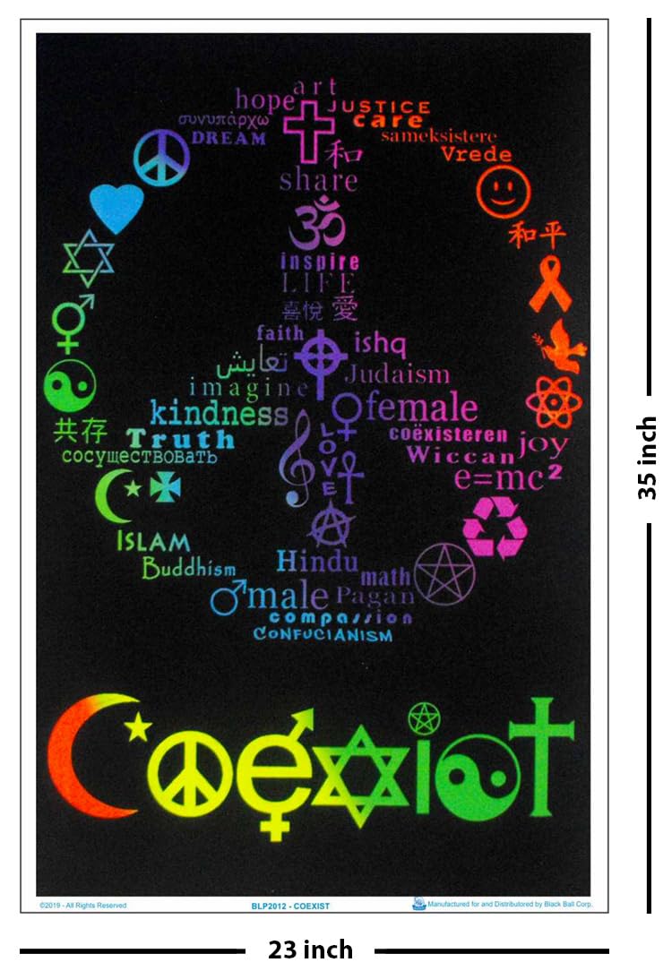 Coexist Zen - Blacklight Poster - Flocked - 23" x 35"