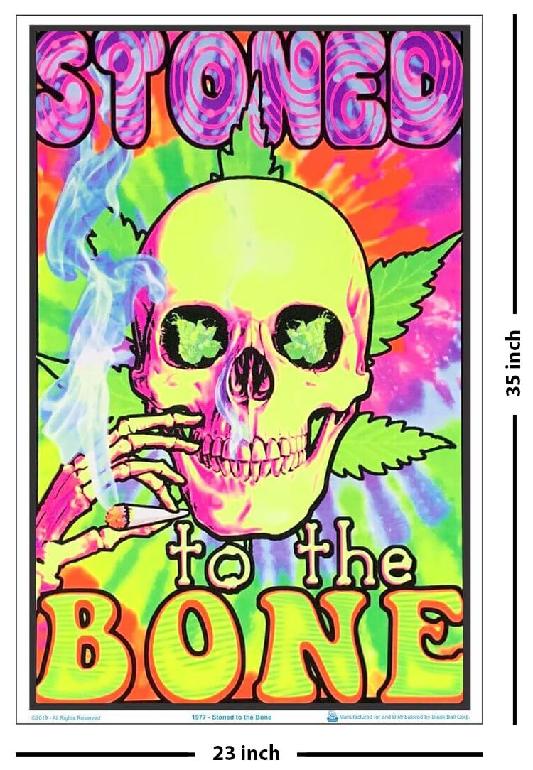 Stoned to The Bone - Flocked - Blacklight Poster - 23" x 35"