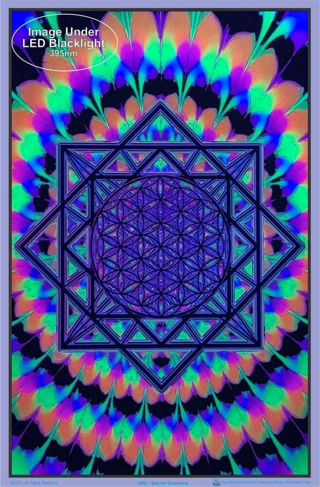 Sacred Geometry - Flocked - Blacklight Poster - 23" x 35"