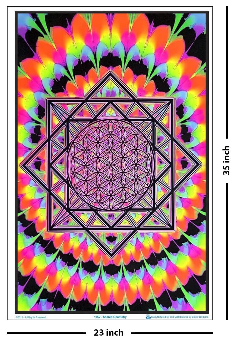 Sacred Geometry - Flocked - Blacklight Poster - 23" x 35"