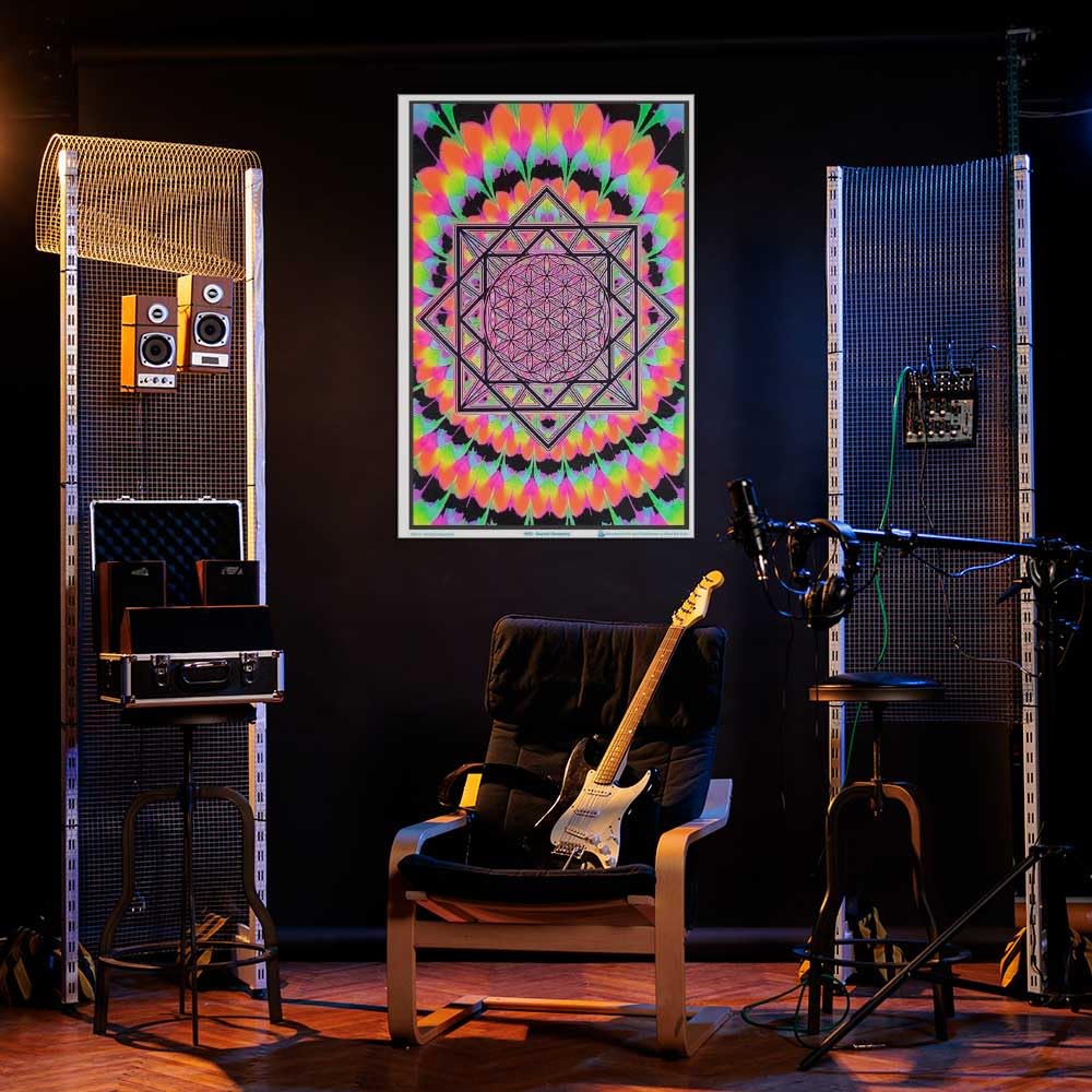 Sacred Geometry - Flocked - Blacklight Poster - 23" x 35"