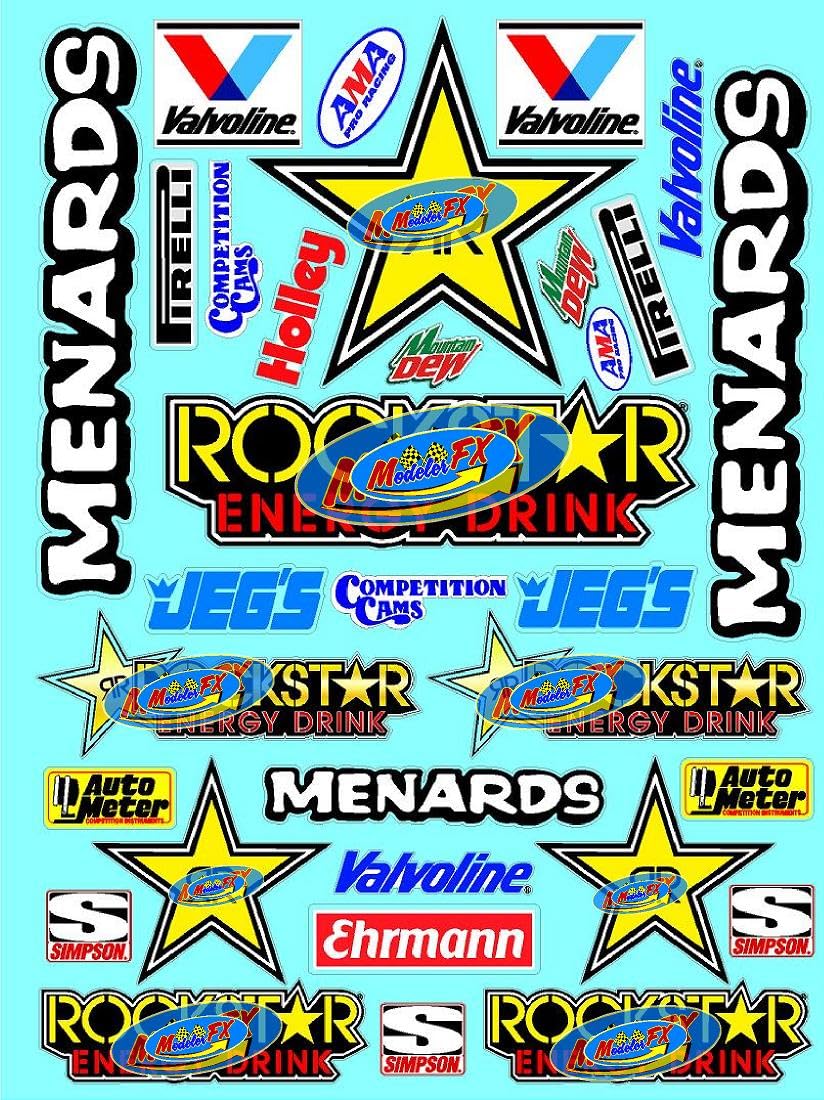 White Vinyl R/C Racing Sponsor Sticker Gang Sheet 52-1/8th � 1/10th Scale Model Decal Sticker Sheet R/C Lexan Body - Decorate Your R/c Cars, Boats, Truck Model � Die-Cut to Shape - Peel & Stick