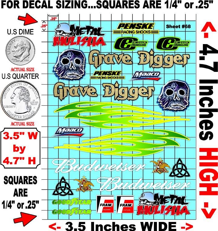 Clear Vinyl R/C Racing Sponsor Sticker Gang Sheet Good -1/24 � 1/16th Scale Model Decal Sticker Sheet Radio Control Lexan Body � Die-Cut to Shape - Peel & Stick � Water Slide
