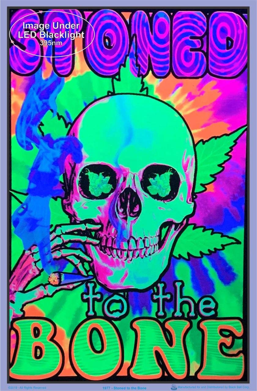 Stoned to The Bone - Flocked - Blacklight Poster - 23" x 35"