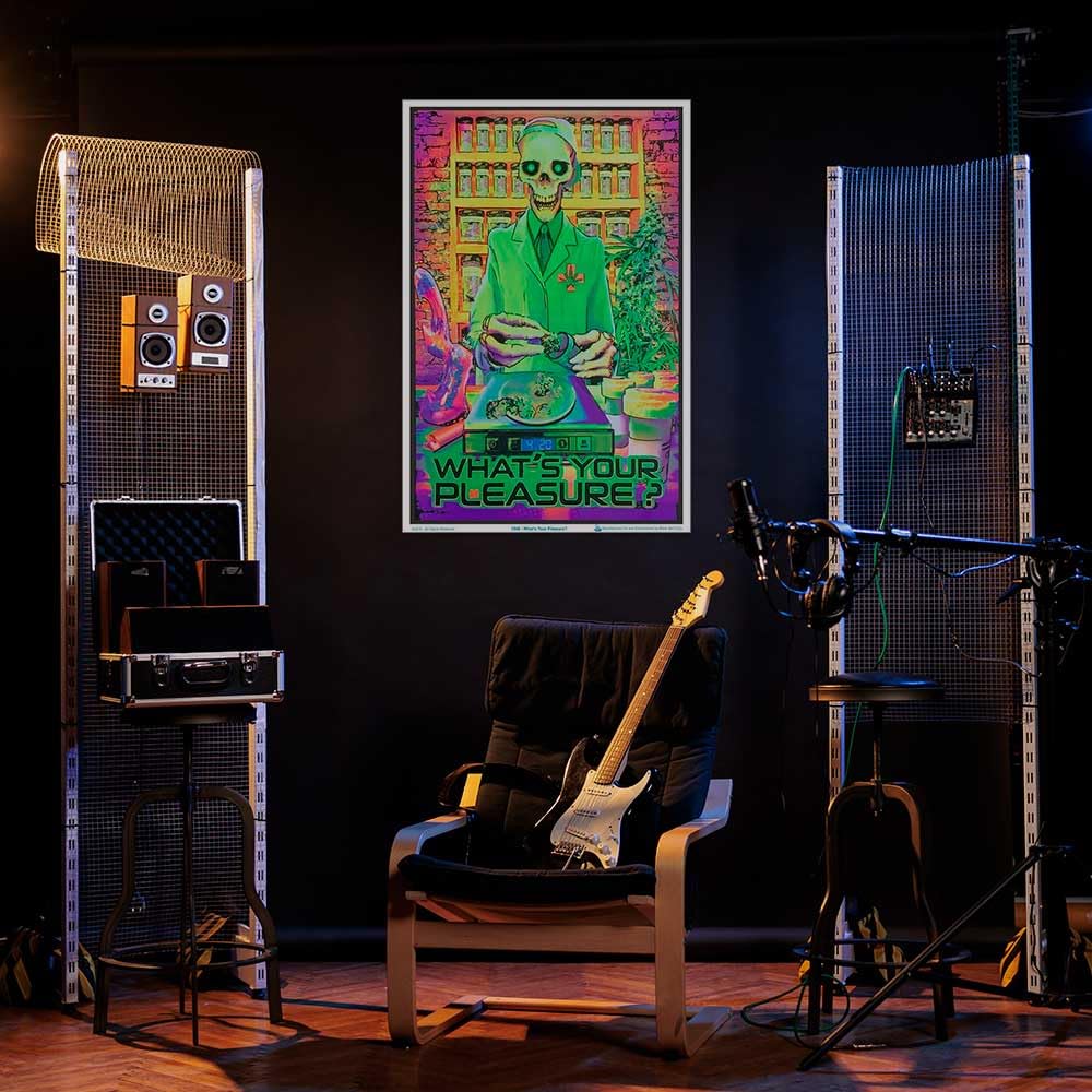 What's Your Pleasure - Medical Marijuana Pot Dispensary - Flocked - Blacklight Poster - 23" x 35"