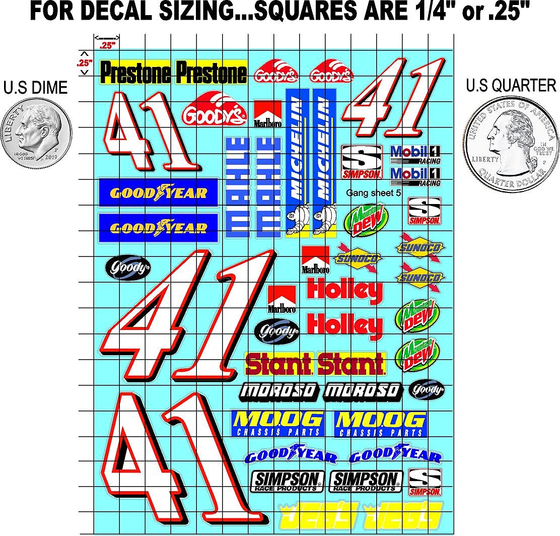 Clear Vinyl Sticker Gang Sheet 5 Racing Sponsor Lexan Body Car Fits 1/24-1/16 Scale DIE Cut- R/C Model Decal Stickers | Radio Control | Slot Cars | U/V Printed