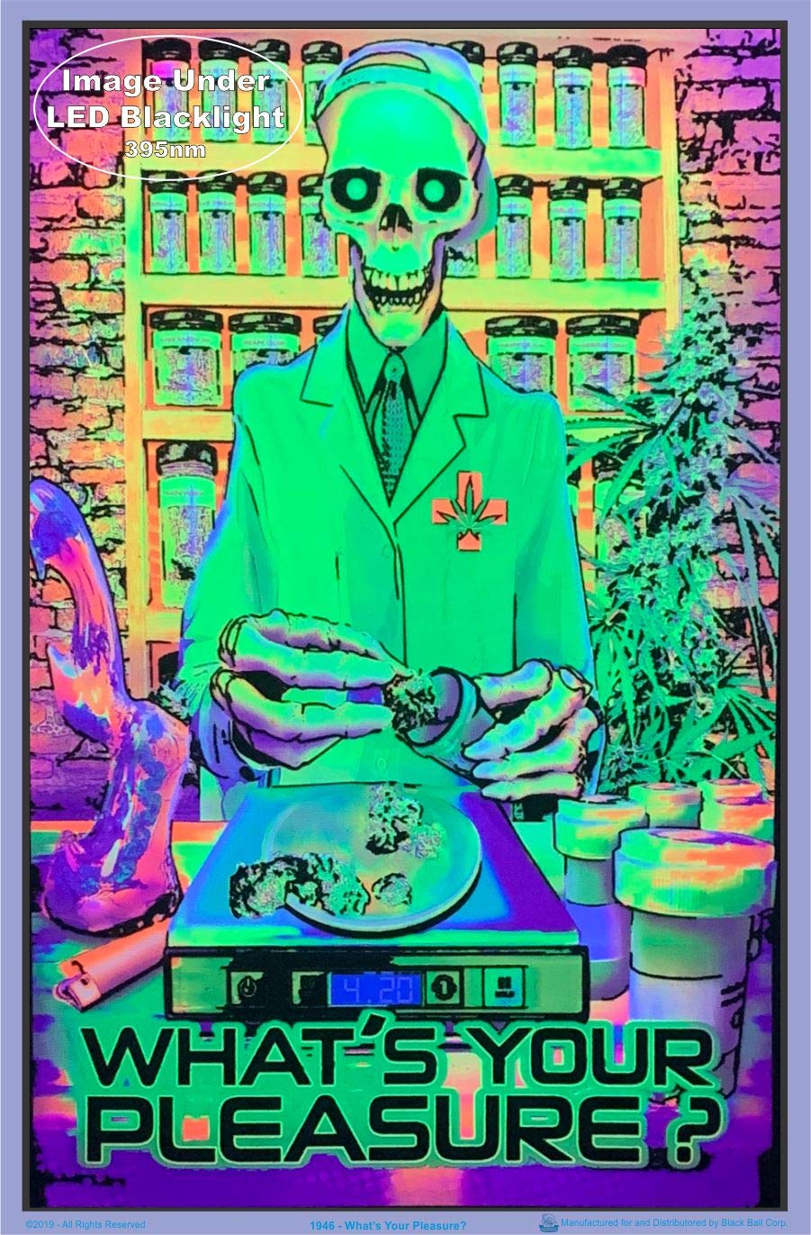 What's Your Pleasure - Medical Marijuana Pot Dispensary - Flocked - Blacklight Poster - 23" x 35"