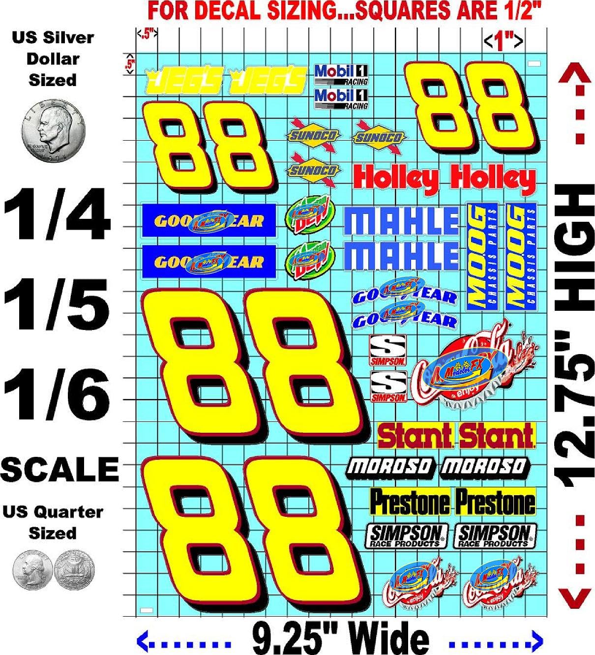 Clear Sheet #88's Vinyl R/C Racing Sponsor Sticker Gang Sheet-1/4-1/5-1/6th Scale Decal Sticker Radio Control Lexan Body�Die-Cut to Shape-Peel & Stick�Water Slide