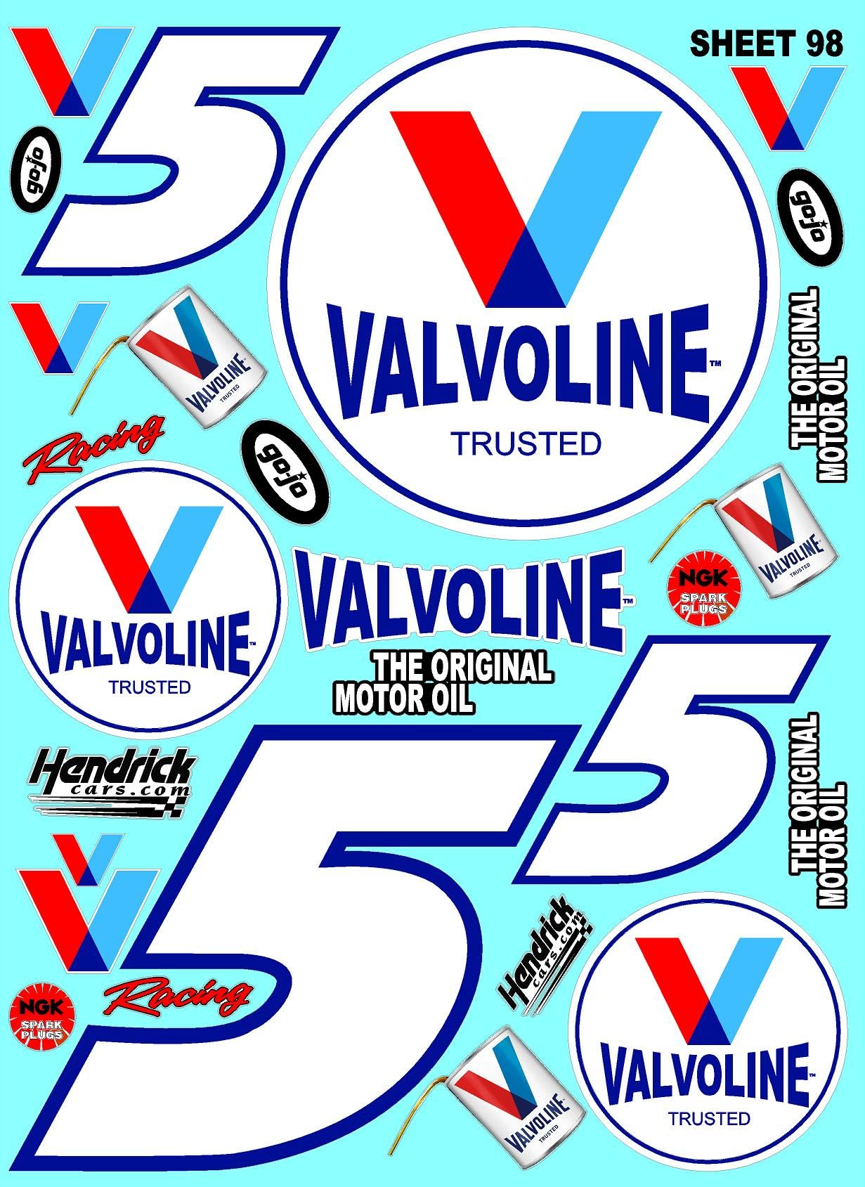 Clear Vinyl 98 R/C Racing Sponsor Sticker Gang Sheet Good -1/24 � 1/16th Scale Model Decal Sticker Sheet Radio Control Lexan Body � Die-Cut to Shape - Peel & Stick � Water Slide