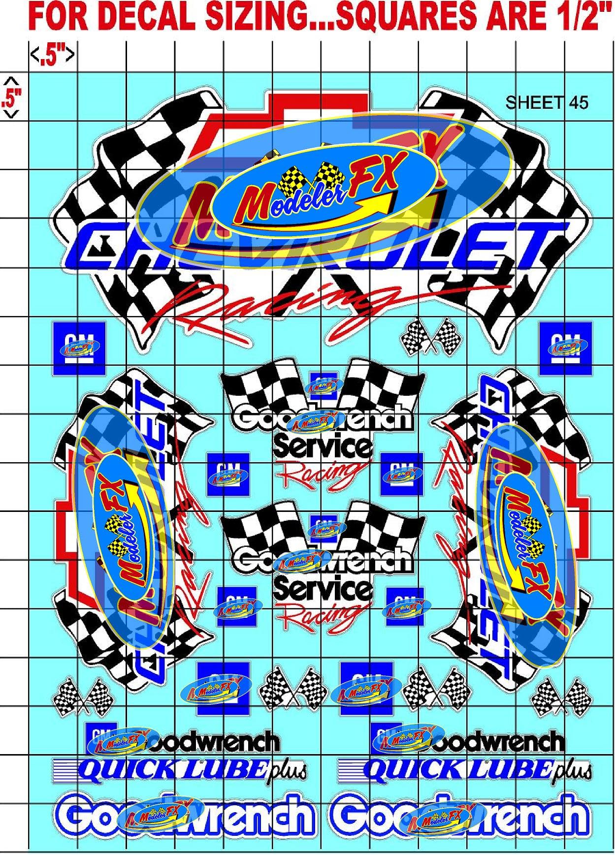 Clear Vinyl Sticker Variety Sheet 45-1/12 to 1/10th Scale R/C Model Decal Sticker Sheet Radio Control Lexan Body