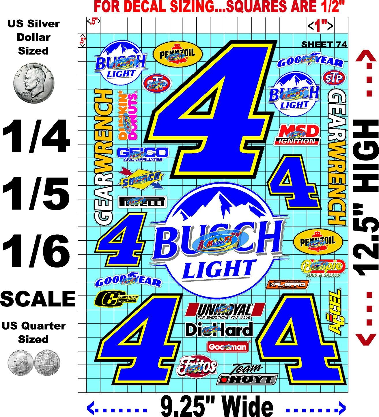 Clear Sheet 74 Vinyl R/C Racing Sponsor Sticker Gang Sheet Wrench -1/4-1/5 � 1/6th Scale Model Decal Sticker Sheet Radio Control Lexan Body � Die-Cut to Shape - Peel & Stick � Water Slide - Car