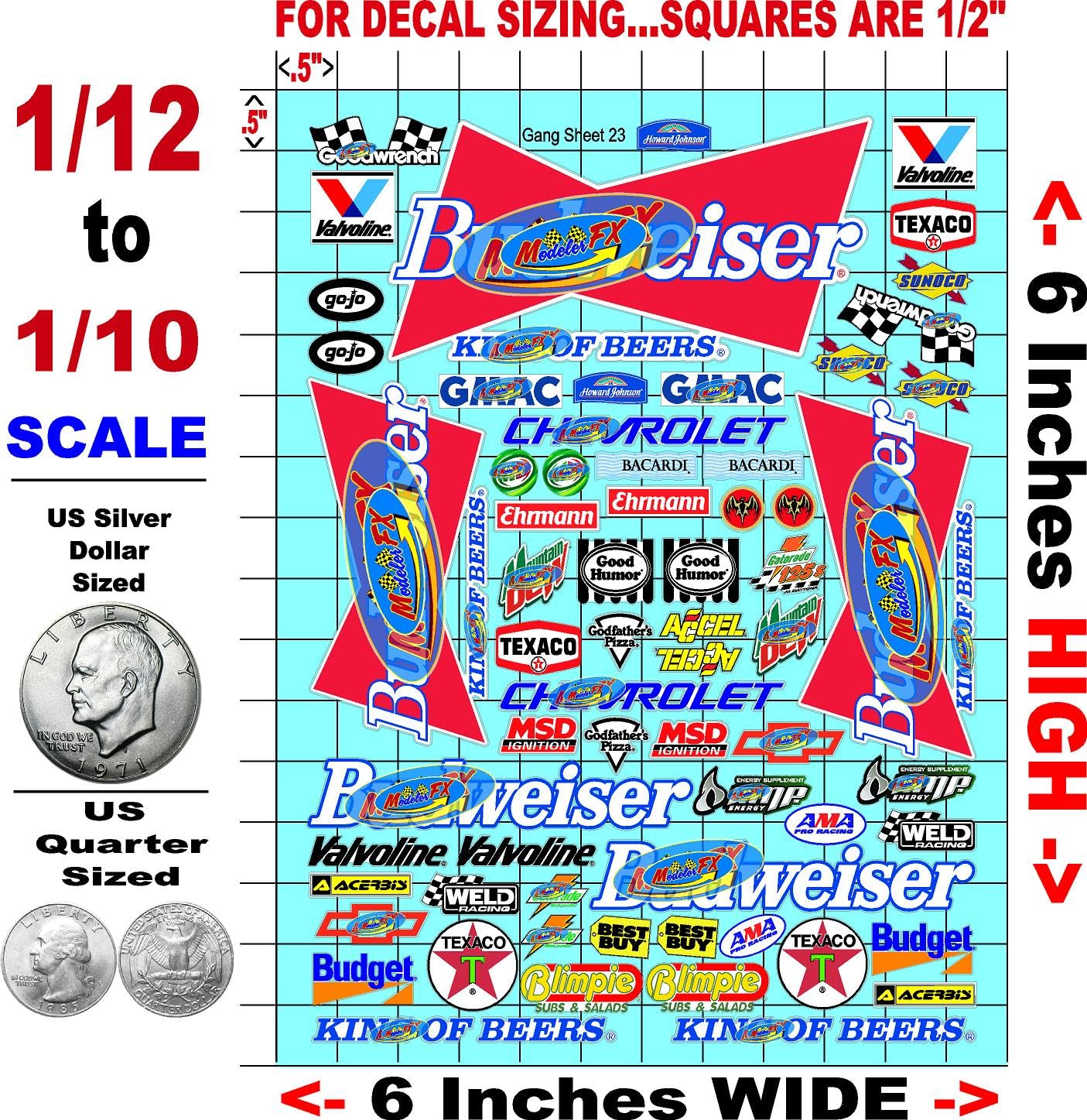 White Vinyl Sticker Gang Sheet 23 Beer Racing Sponsor Lexan Body Car Fits 1/10-1/12 Scale DIE Cut- R/C Model Decal Stickers | Radio Control | Slot Cars |