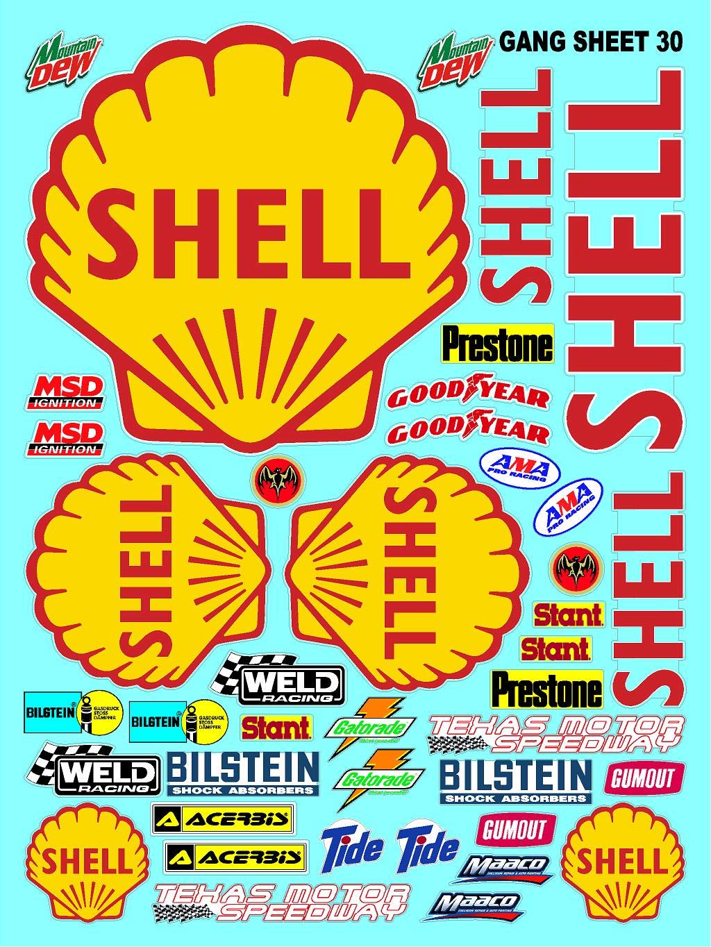 BILSTEIN - Weld Sticker Gang Sheet 30-1/10 Scale White Vinyl R/C Model Decal Sticker Sheet Radio Control Lexan Body - Decorate Your R/c Cars, Boats, Trucks Along with Any Other Scale Model Kit.