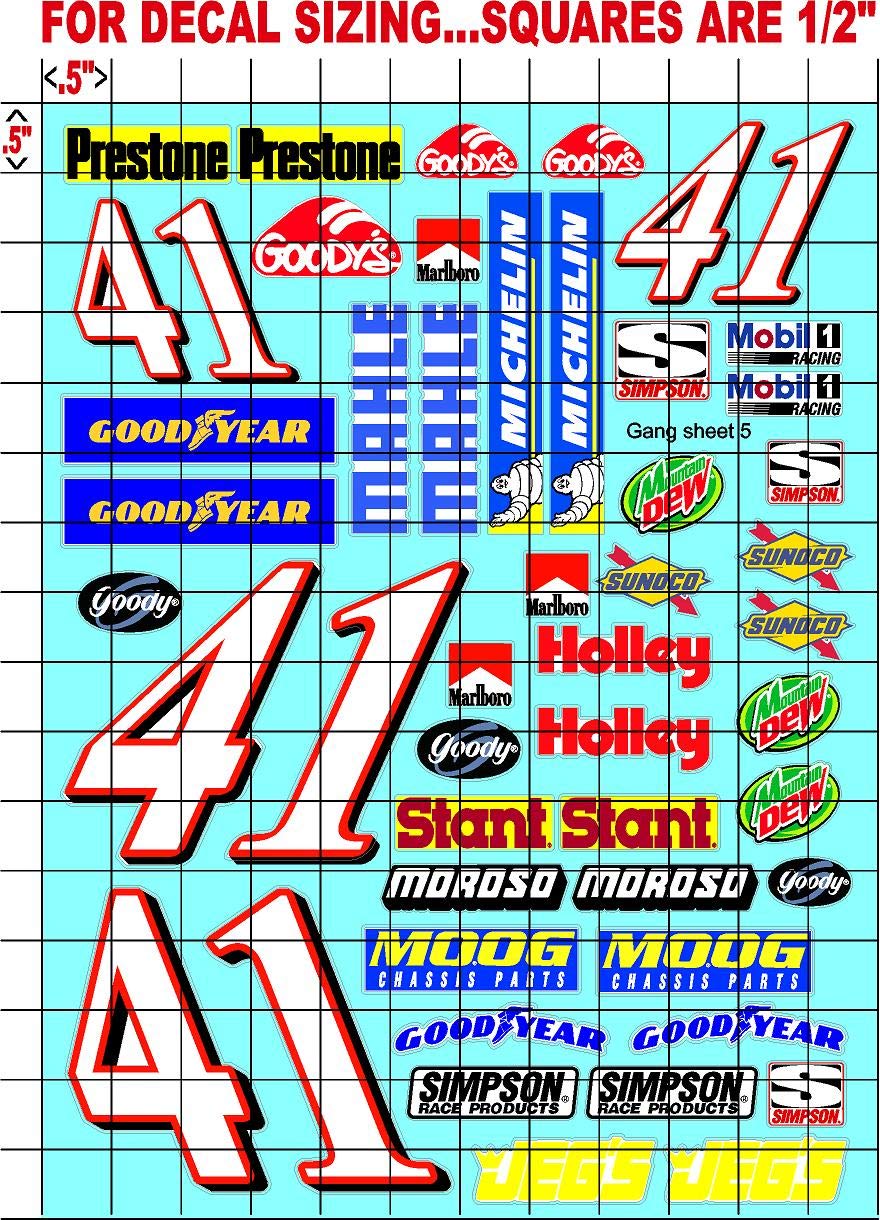 Number 41 Sticker Gang Sheet 5- Die-Cut to Shape 1/10 Scale White Vinyl R/C Model Decal Sticker Sheet Radio Control Lexan Body - Decorate Your R/c Cars, Boats, Trucks & Other Scale Model Kit.�