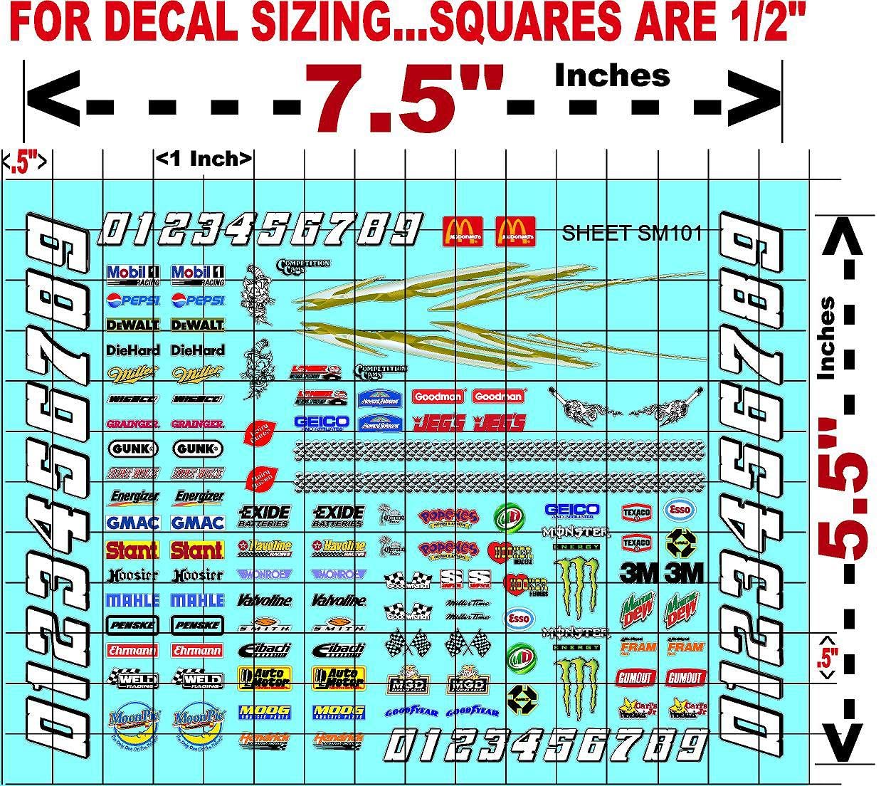 Clear Vinyl Sticker Sheet SM101-R/C Model Decal-1/18th - 1/12th-1/10th Scale DIE-Cut-Peel Radio Control | Slot Cars l Lexan Body