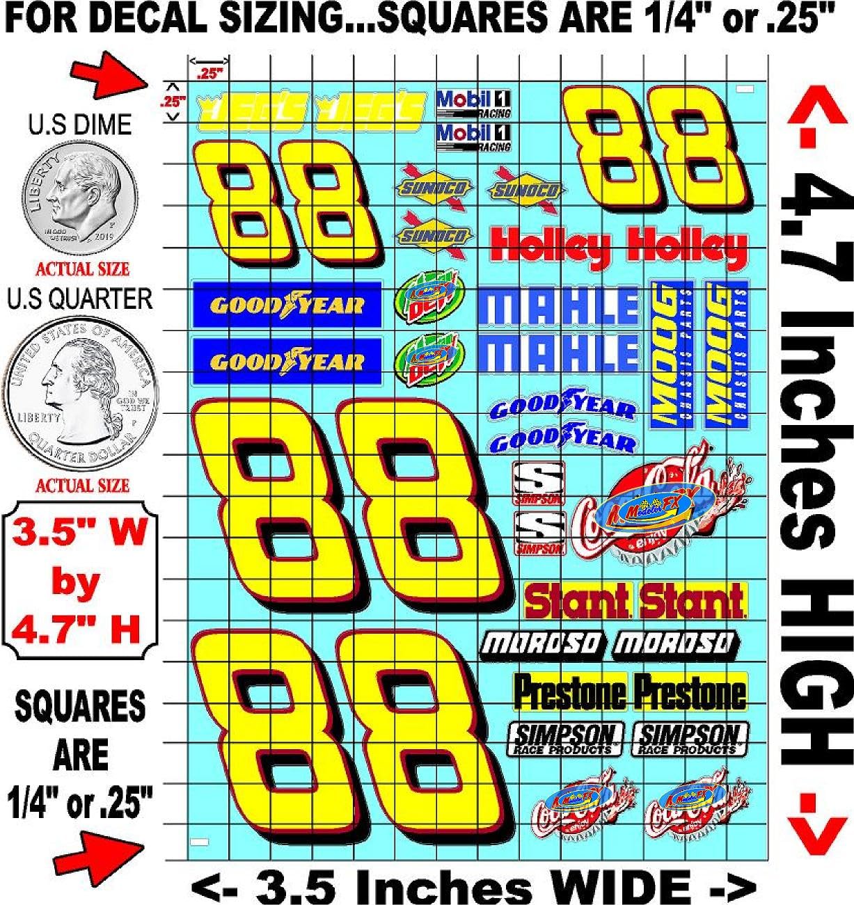 Clear Vinyl Sticker Gang Sheet 4-88's Racing Sponsor Lexan Body Car Fits 1/24-1/16 Scale DIE Cut- R/C Model Decal Stickers | Radio Control | Slot Cars | U/V Printed