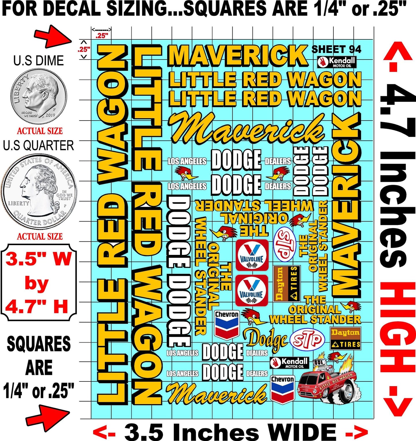 Clear Vinyl 94 R/C Racing Sponsor Sticker Gang Sheet Good -1/24 � 1/16th Scale Model Decal Sticker Sheet Radio Control Lexan Body � Die-Cut to Shape - Peel & Stick � Water Slide