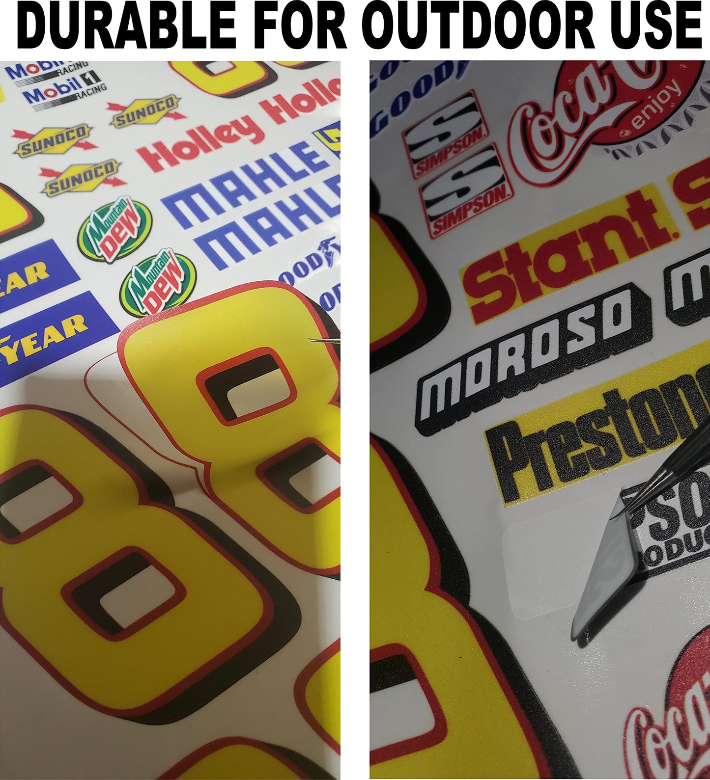 Clear Vinyl Sticker Variety Sheet 88-1/10th - 1/8th Scale Large 6.8" x 9.2"h Vinyl R/C Model Decal Sticker Sheet Radio Control Lexan Body