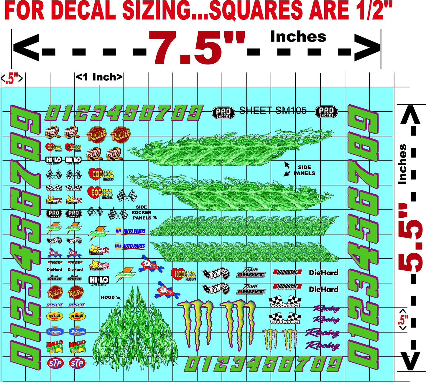 Clear Vinyl Sticker Sheet SM105-R/C Model Decal-1/18th - 1/12th-1/10th Scale DIE-Cut-Peel Radio Control | Slot Cars l Lexan