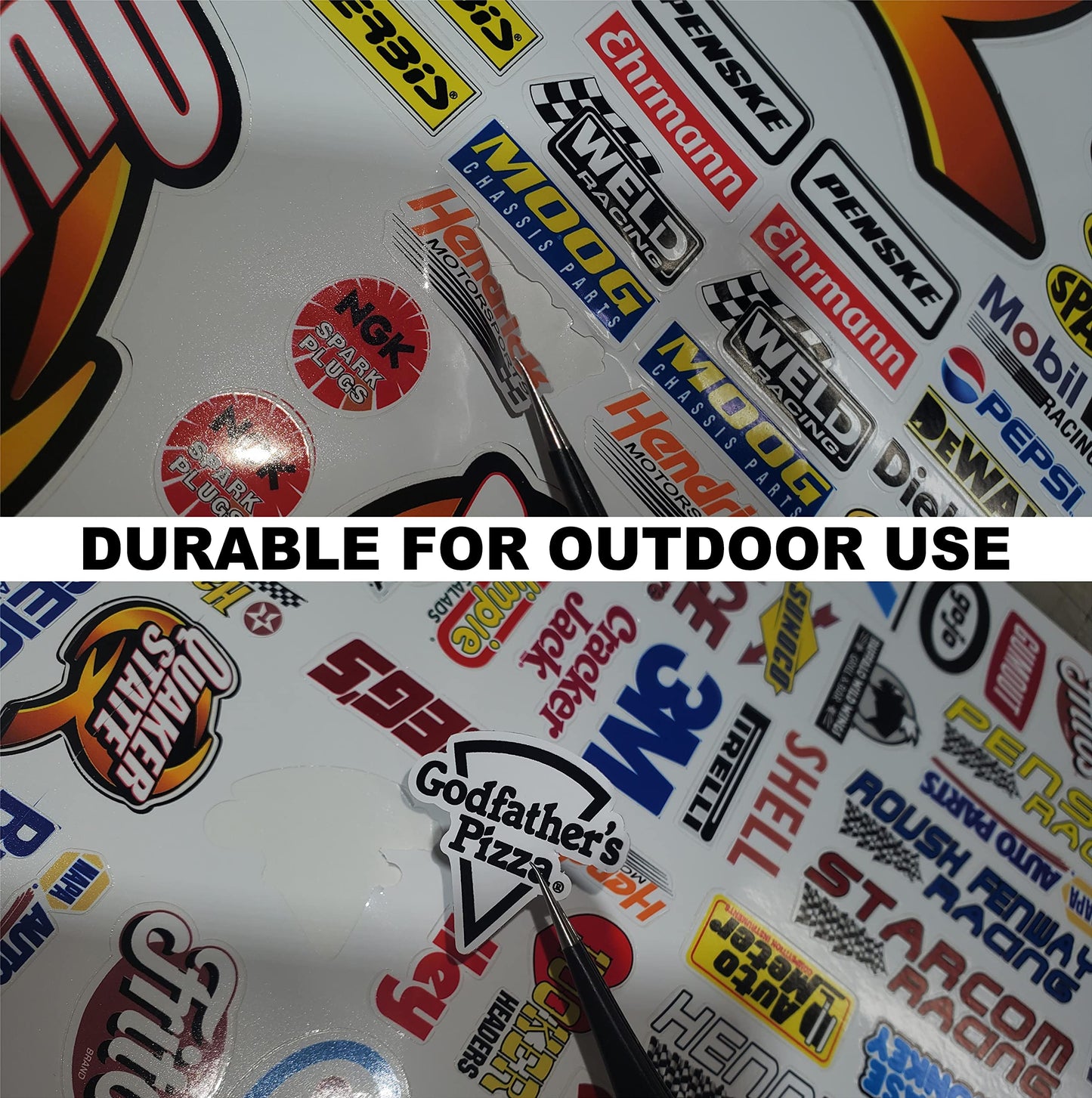 White Vinyl R/C Racing Sponsor Sticker Gang Sheet 62-1/4-1/5 � 1/6th Scale Model Decal Sticker Sheet Radio Control Lexan Body � Die-Cut to Shape - Peel & Stick � Water Slide - Punish - Gift