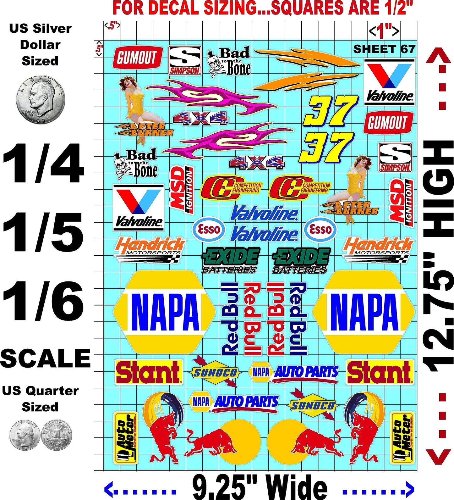 Clear Vinyl R/C Racing Sponsor Sticker Gang Sheet Wrench -1/4-1/5 � 1/6th Scale Model Decal Sticker Sheet Radio Control Lexan Body � Die-Cut to Shape - Peel & Stick � Water Slide - Car - Nostalgic