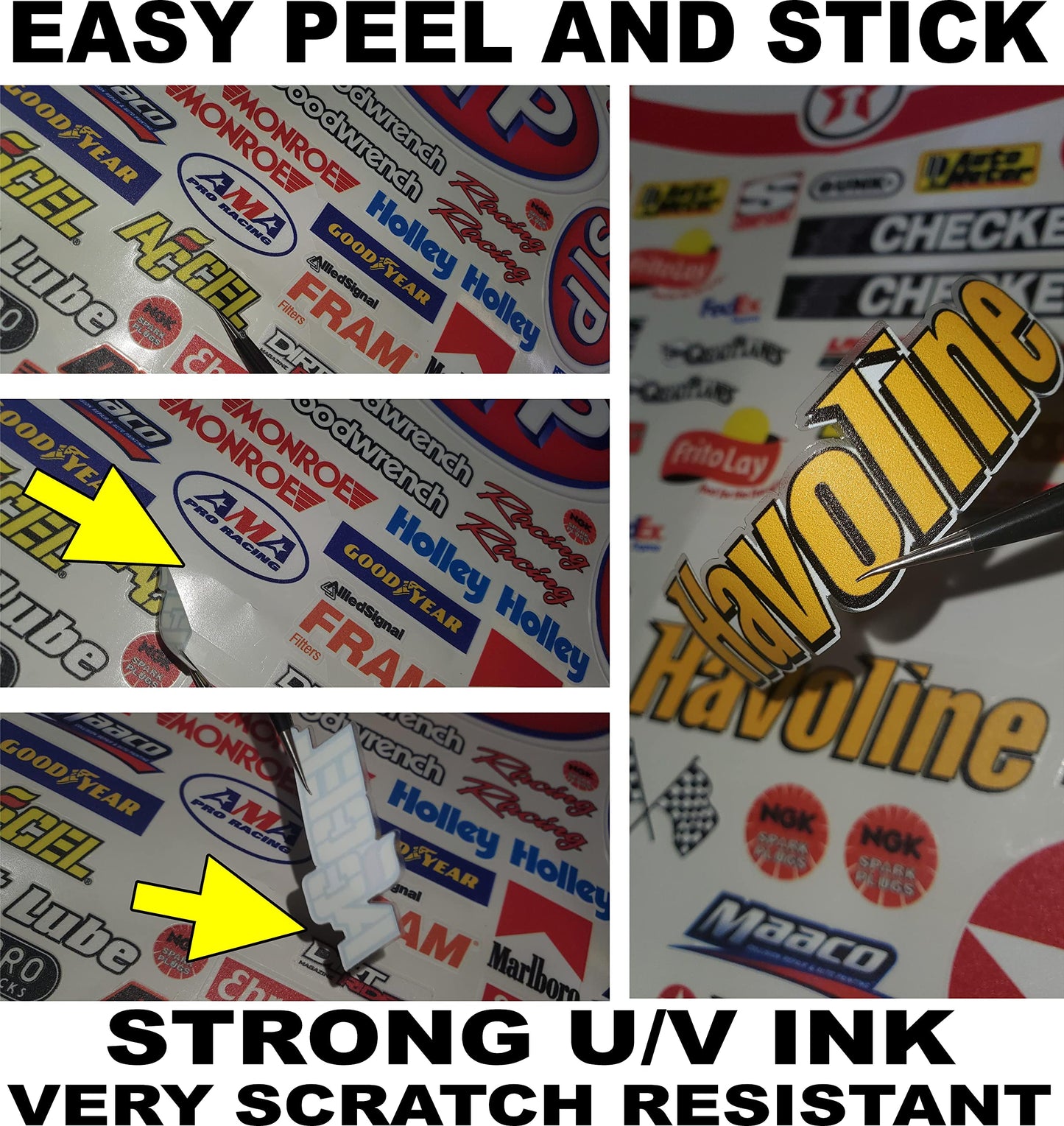 105 RAT FINK ROD Clear Vinyl 107 Variety R/C Racing Sponsor Sticker Gang Sheet - 1/24 1/16th Scale Model Decal Sticker Sheet - Die-Cut to Shape - Peel & Stick - Water Slide