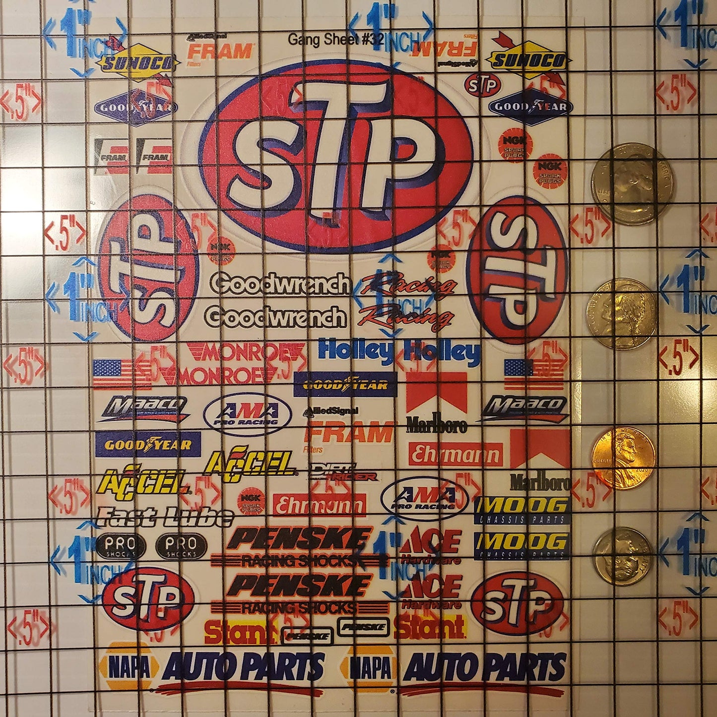STP Sticker Gang Sheet 32-1/10 Scale White Vinyl R/C Model Decal Sticker Sheet Radio Control Lexan Body - Decorate Your R/c Cars, Boats, Trucks Along with Any Other Scale Model Kit.