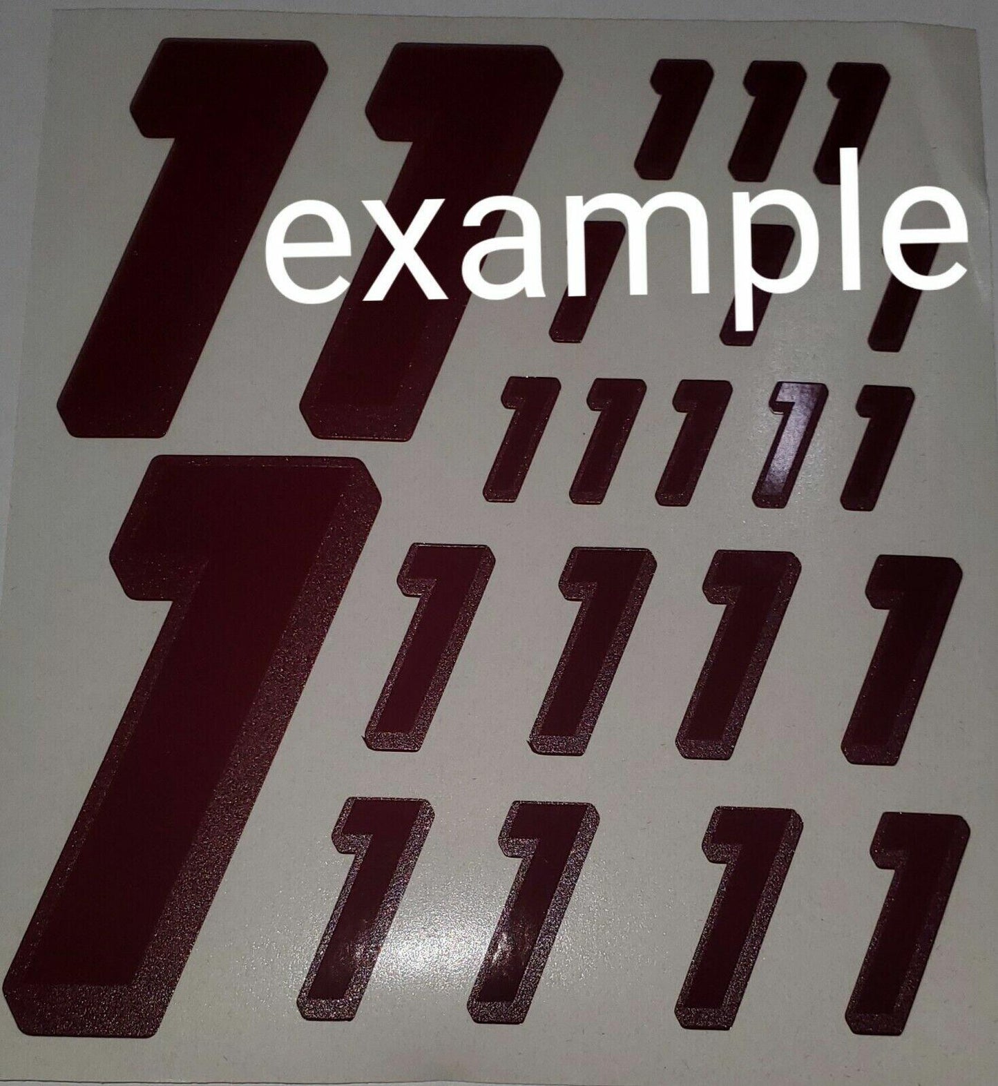 BURGANDY W/ outline #6 Racing Numbers Vinyl Decal Sheet -Nascar-GMC