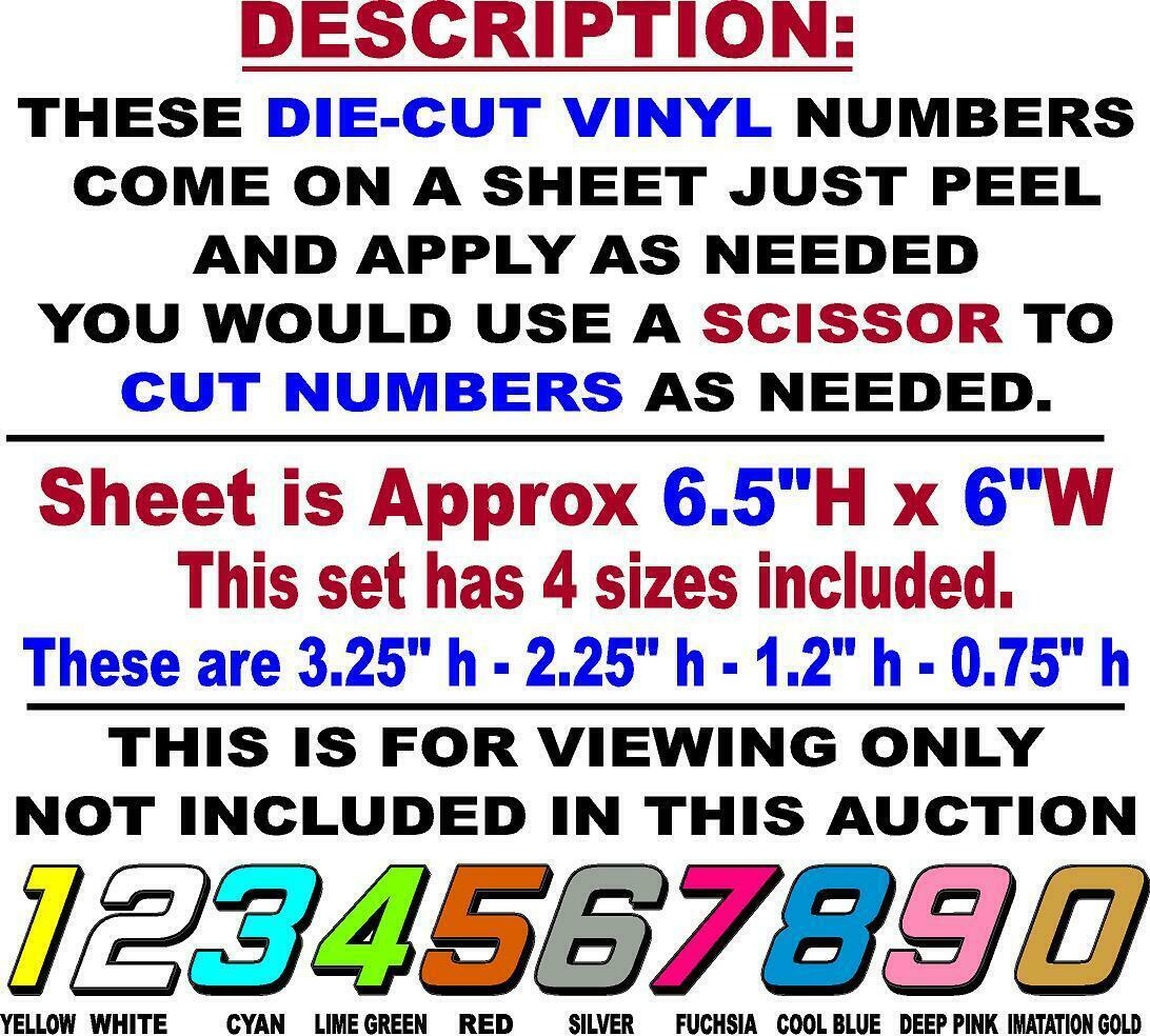 BURGANDY W/ outline #6 Racing Numbers Vinyl Decal Sheet -Nascar-GMC