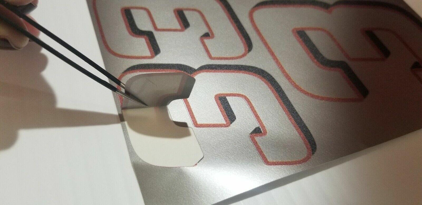 BURGANDY W/ outline #6 Racing Numbers Vinyl Decal Sheet -Nascar-GMC