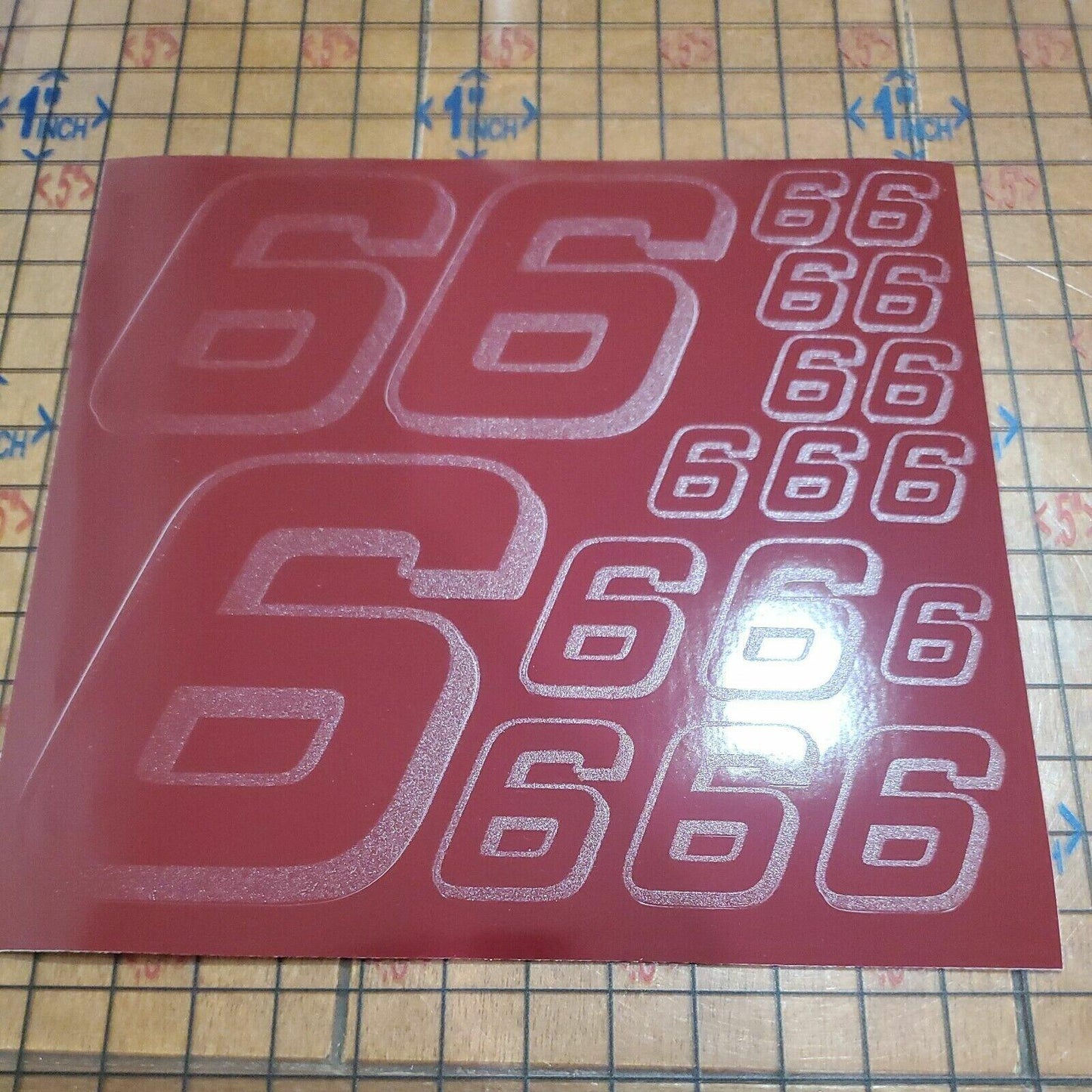 BURGANDY W/ outline #6 Racing Numbers Vinyl Decal Sheet -Nascar-GMC