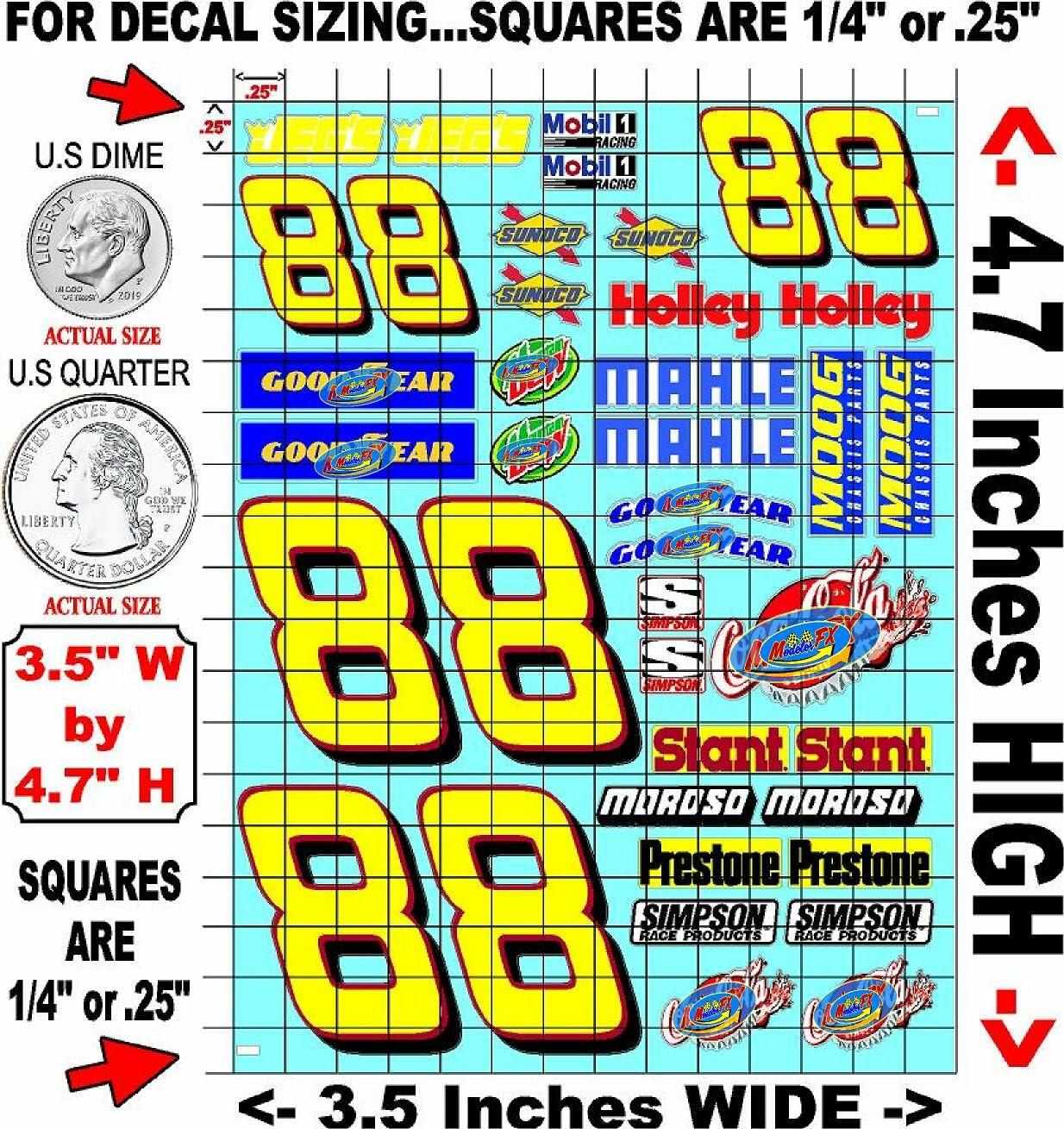 White Vinyl Gloss #88's Stockcar Vinyl R/C Racing Sponsor Sticker Small-1/24-1/16th Scale Model Decal Sticker Radio Control Lexan Body-Graphics for R/c Cars, Boats, Trucks Scale Model–Die-Cut