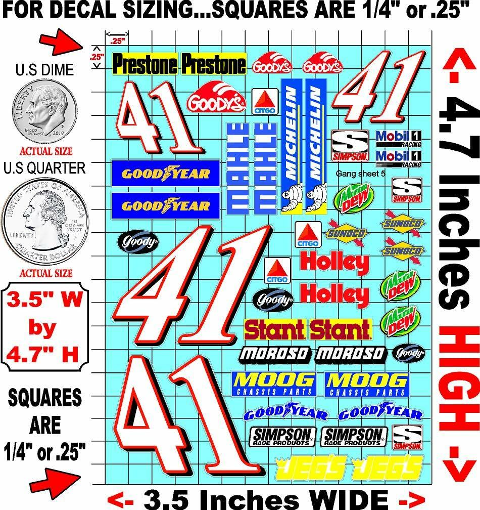 White Vinyl Gloss #41's Stockcar Vinyl R/C Racing Sponsor Sticker Small-1/24-1/16th Scale Model Decal Sticker Radio Control Lexan Body-Graphics for R/c Cars, Boats, Trucks Scale Model–Die-Cut