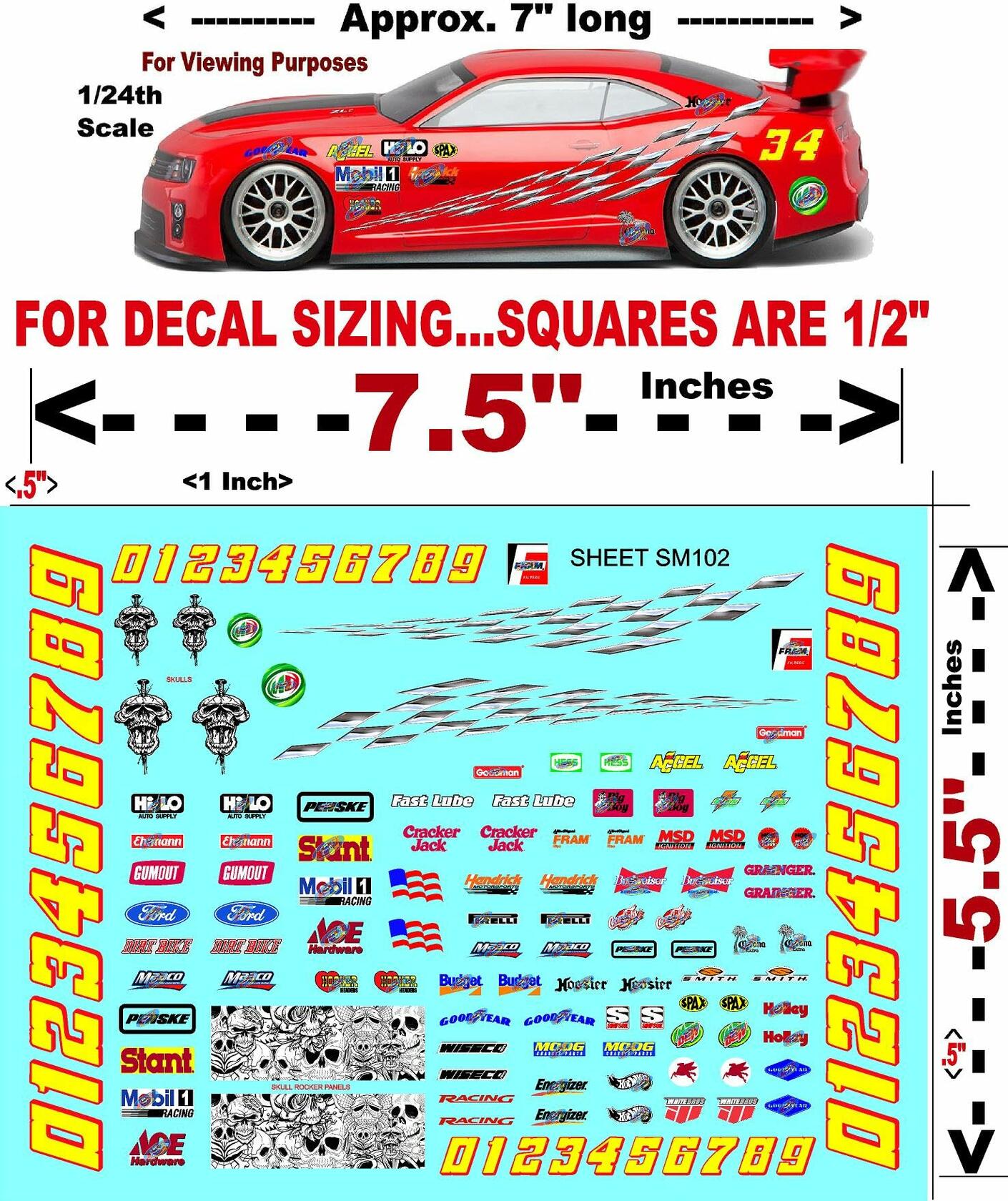 White High Gloss Vinyl Die-Cut to Shape Sm-102 - R/c & Slot Car 1/24-1/18th Scale and Smaller Autographic Detailing Body/Shell for Lexan-Polycarbonate and monocoat