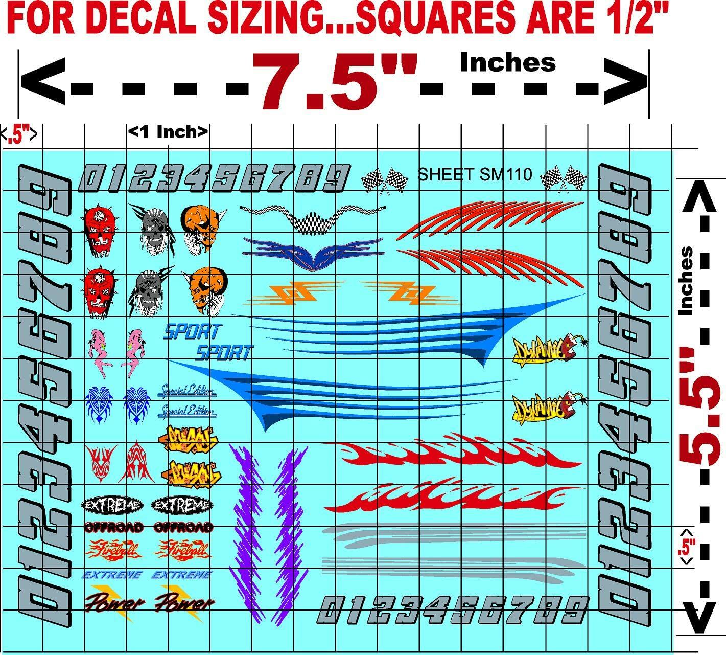 Clear Matte Finish Vinyl Sticker Sheet SM110-R/C Model Decal-1/24th-1/18th Scale DIE-Cut-Peel Radio Control | Slot Cars l Lexan