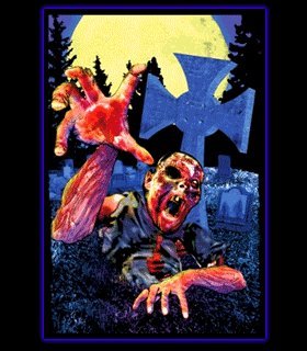 Zombie Graveyard Blacklight Poster Print - 24x36 custom fit with RichAndFramous Black 24 inch Poster Hangers