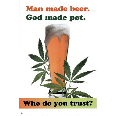 Man Made Beer, God Made Pot Poster Poster Print, 24x36