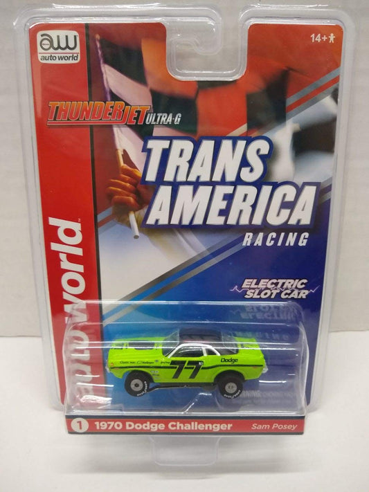 Auto World SC357-1 Trans America Racing Sam Posey 1970 Challenger HO Scale Electric Slot Car