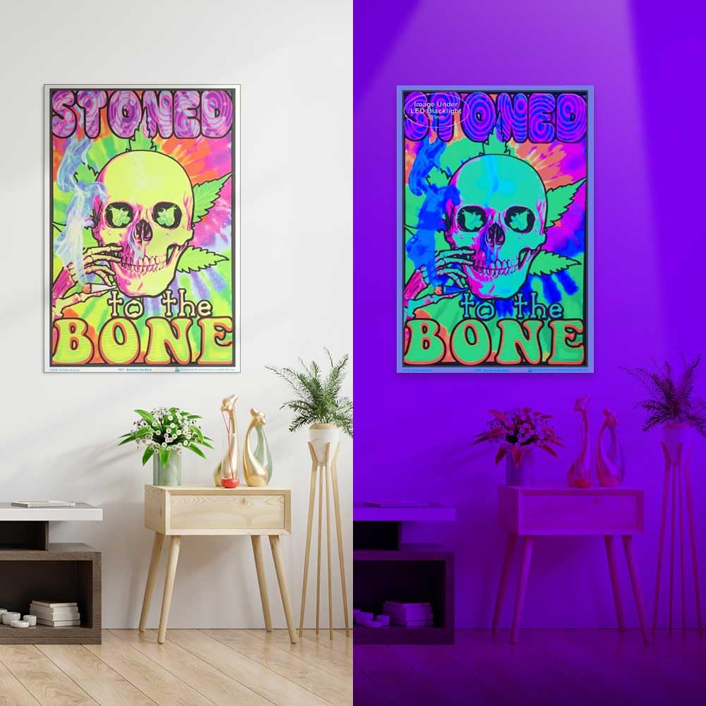 Stoned to The Bone - Flocked - Blacklight Poster - 23" x 35"