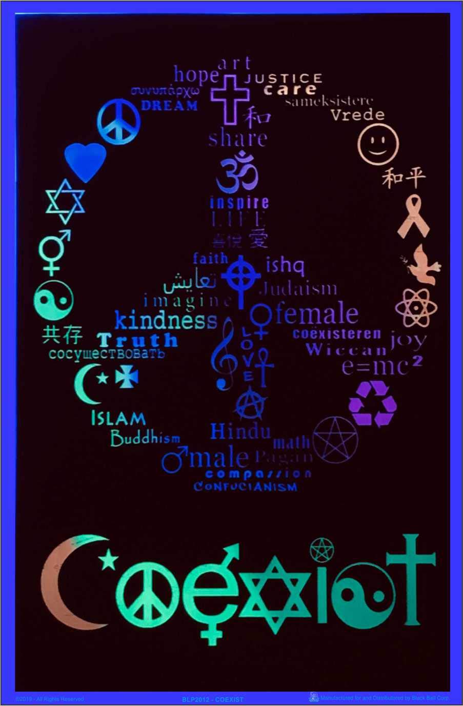 Coexist Zen - Blacklight Poster - Flocked - 23" x 35"