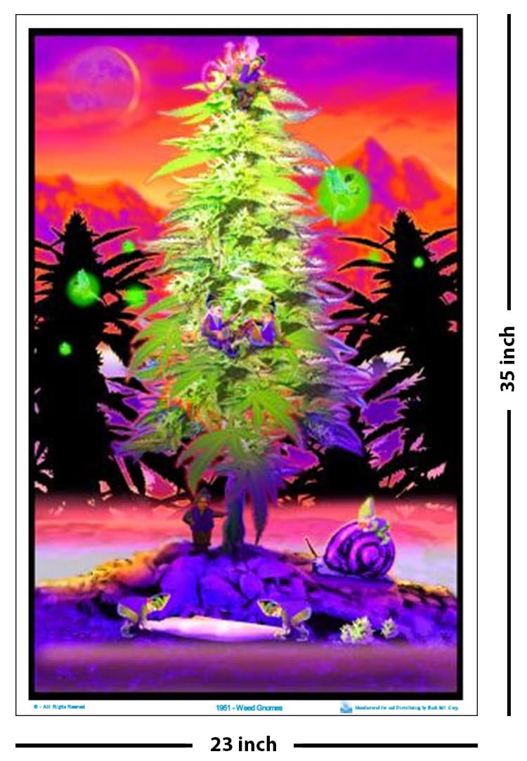Weed Gnomes - Flocked - Blacklight Poster - 23" x 35"