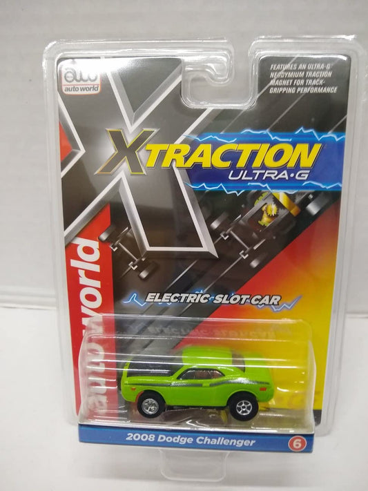 Auto World SC368-6 2008 Challenger HO Scale Electric Slot Car - Green with Black