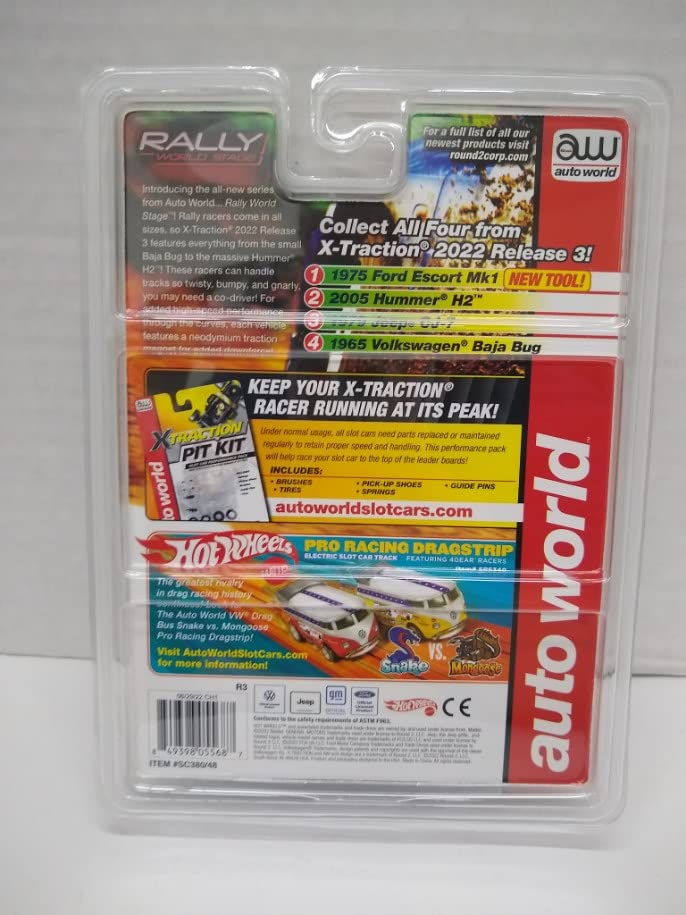 Auto World SC380-1B Rally World Stage 1975 Escort Mk1 HO Scale Electric Slot Car - White with Green and Red