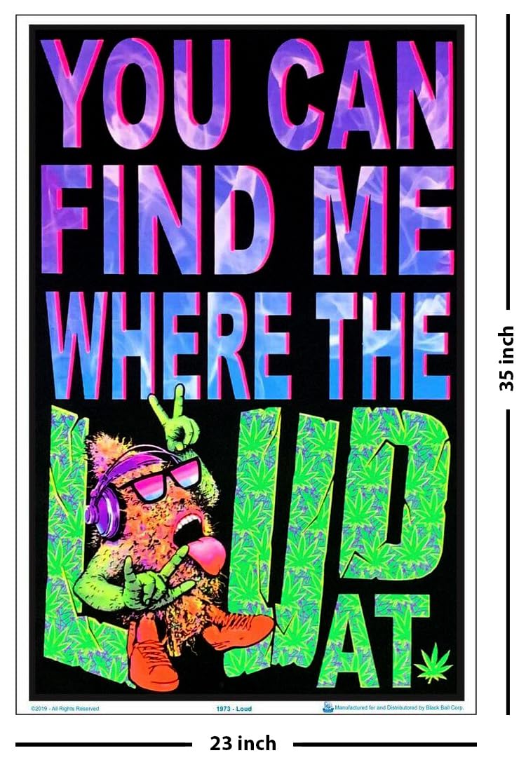 You Can Find Me Where the Loud At - Flocked - Blacklight Reactive Poster - 23" x 35"