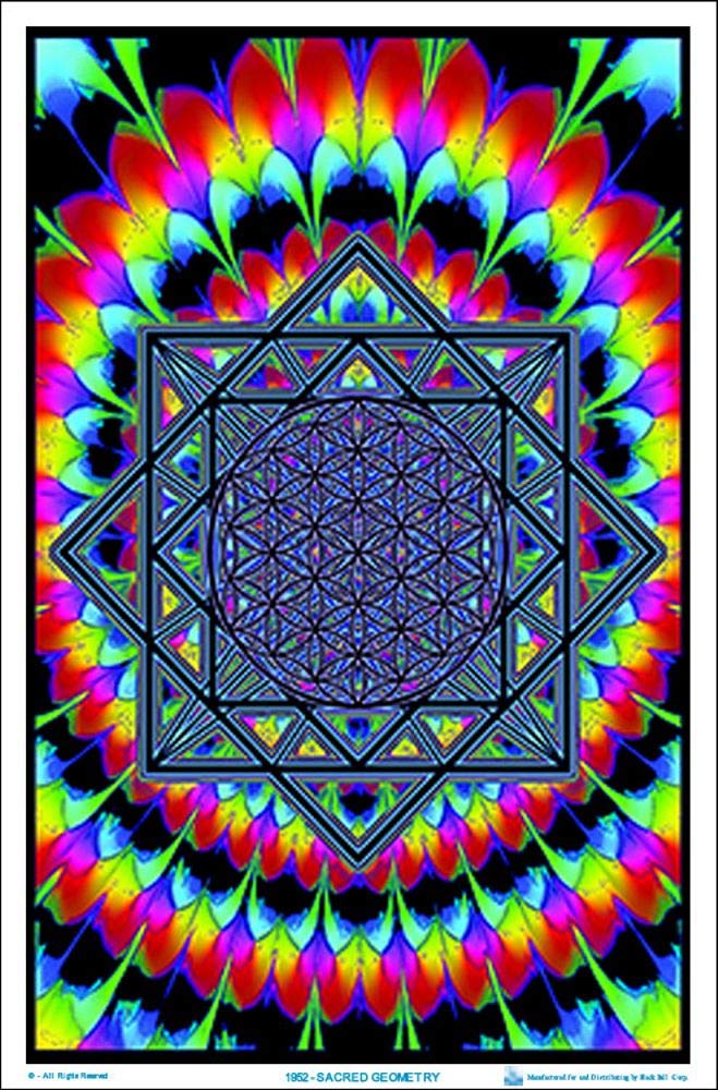 Sacred Geometry - Flocked - Blacklight Poster - 23" x 35"