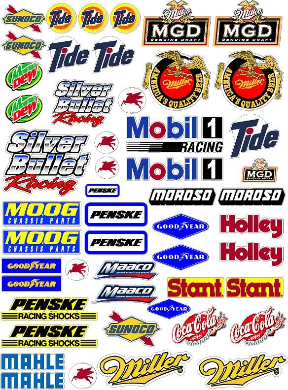 Clear Vinyl R/C Racing Sponsor Sticker Gang Sheet 3-1/8th � 1/10th Scale Model Decal Sticker Sheet R/C Lexan Body - Decorate Your R/c Cars, Boats, Truck Model � Die-Cut to Shape - Peel & Stick